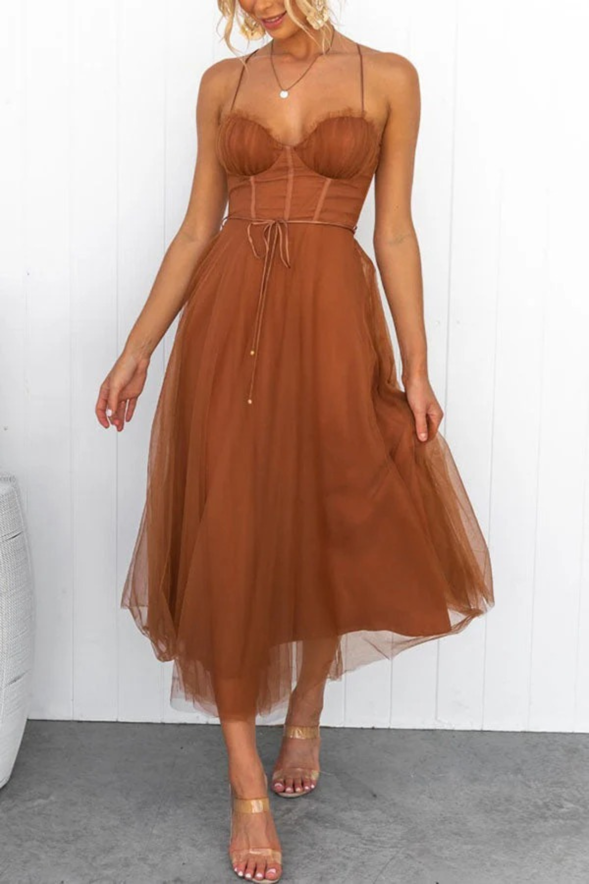 Damen elegantes fließendes Kleid für Hochzeitsgäste | Midi
