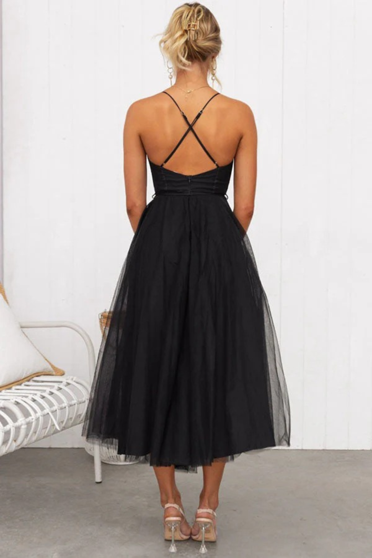Damen elegantes fließendes Kleid für Hochzeitsgäste | Midi