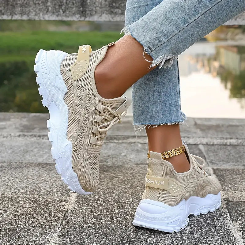 Damen Atmungsaktive Strick-Sneaker - Leichtgewicht, Bequeme Niedrige Laufschuhe für Alle Jahreszeiten