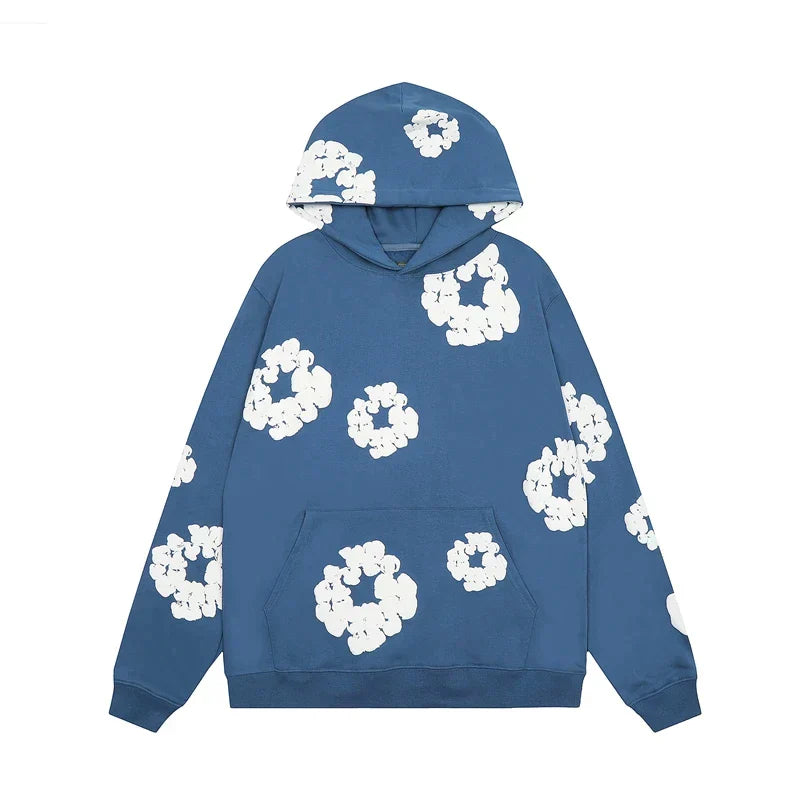 Herrenhoodie mit Blumenprint und Baumwollmix