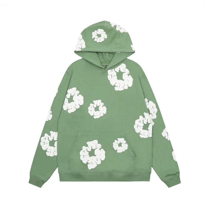 Herrenhoodie mit Blumenprint und Baumwollmix