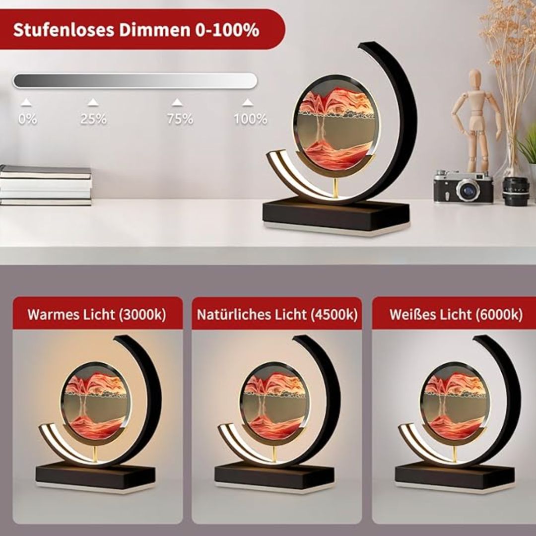 Deko LED Tischlampe | Moderne Designerlampe | Sandbild zum Drehen | SandScape