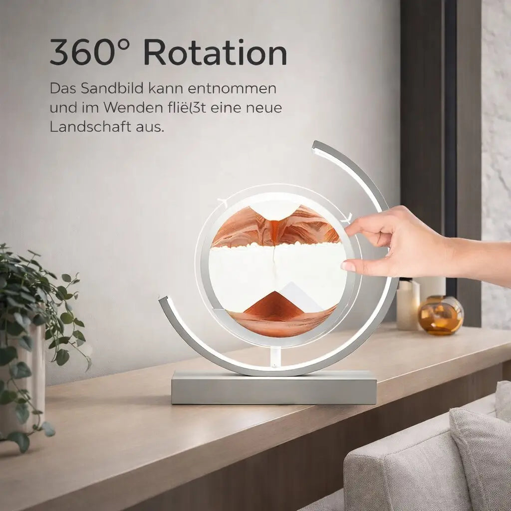 Deko LED Tischlampe | Moderne Designerlampe | Sandbild zum Drehen | SandScape