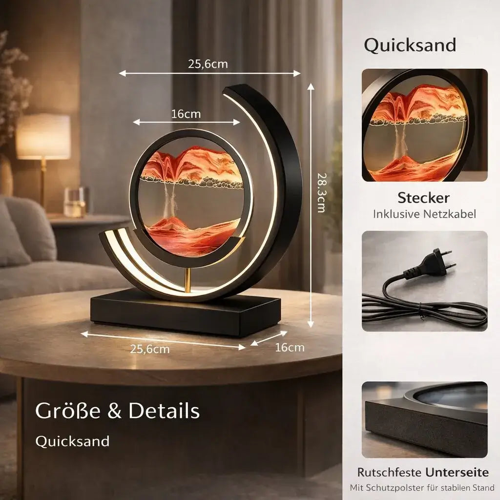 Deko LED Tischlampe | Moderne Designerlampe | Sandbild zum Drehen | SandScape