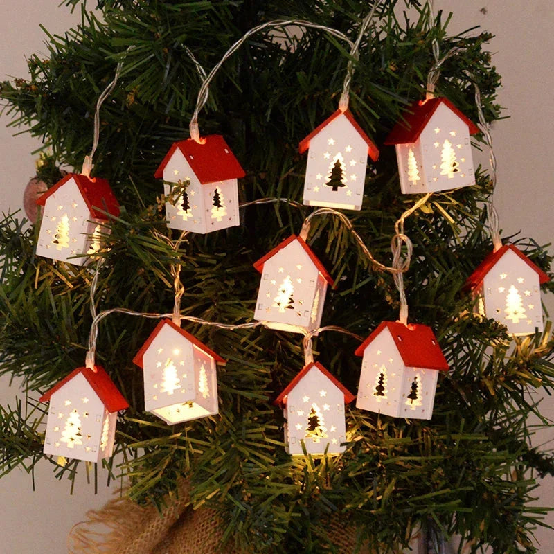 Holz Weihnachtshäuschen mit LED Weihnachtsbeleuchtung – Dekorative Weihnachtsdekoration