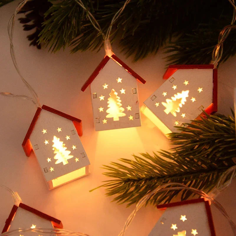 Holz Weihnachtshäuschen mit LED Weihnachtsbeleuchtung – Dekorative Weihnachtsdekoration