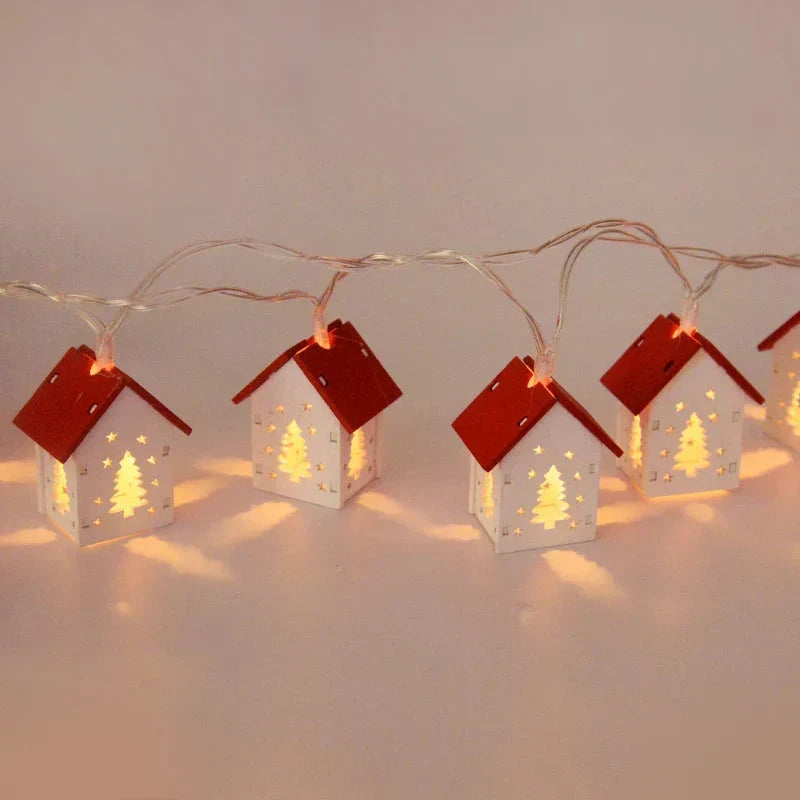 Holz Weihnachtshäuschen mit LED Weihnachtsbeleuchtung – Dekorative Weihnachtsdekoration