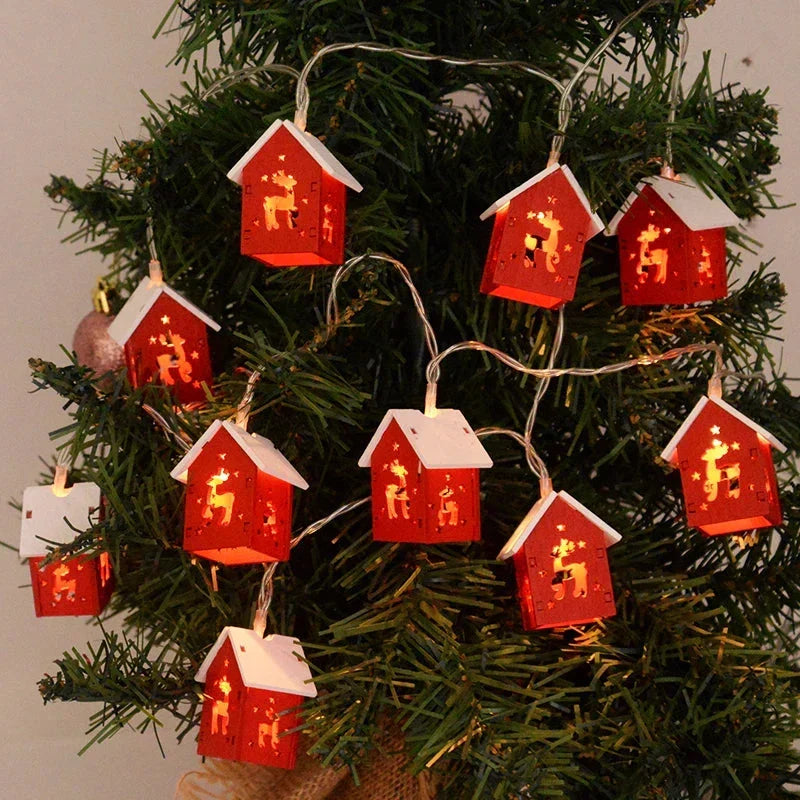 Holz Weihnachtshäuschen mit LED Weihnachtsbeleuchtung – Dekorative Weihnachtsdekoration