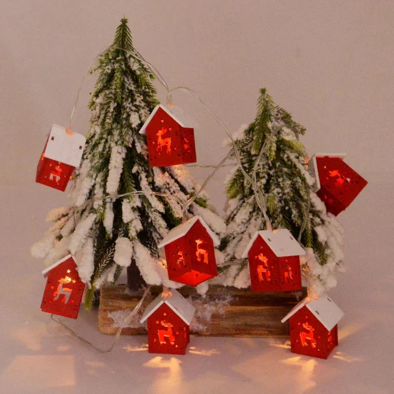 Holz Weihnachtshäuschen mit LED Weihnachtsbeleuchtung – Dekorative Weihnachtsdekoration