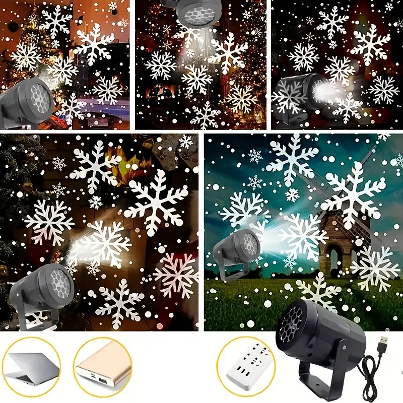 Magische Schneeflocken Weihnachtsprojektor – LED Lichtshow für drinnen und draußen