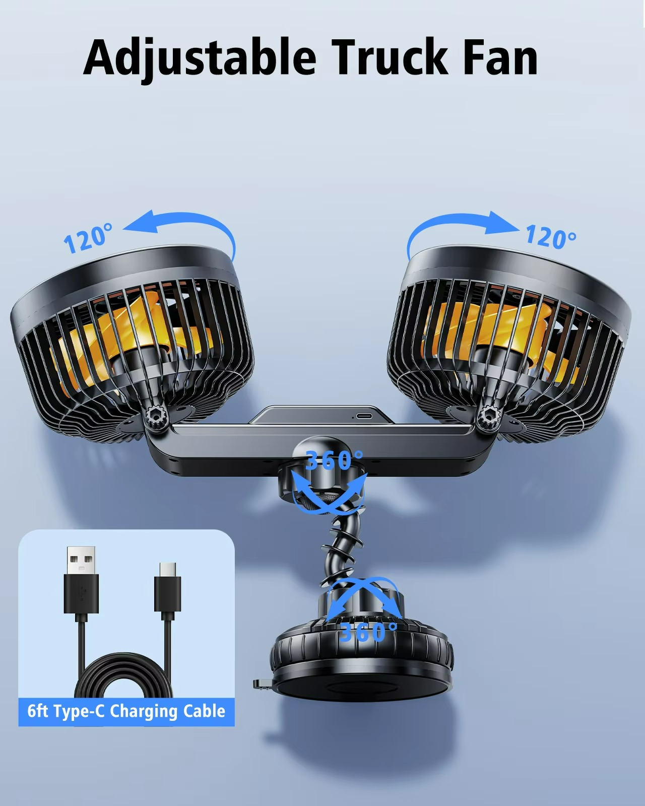 AeroBreeze Auto Ventilator | Drahtloser Ventilator mit 4000 mAh Akku und 3 Windgeschwindigkeiten