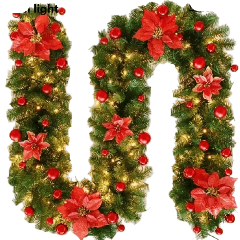 LumiRotan Weihnachtsgirlande – Beleuchtete Rattan-Girlande mit Warmen LEDs für Festliche Dekoration
