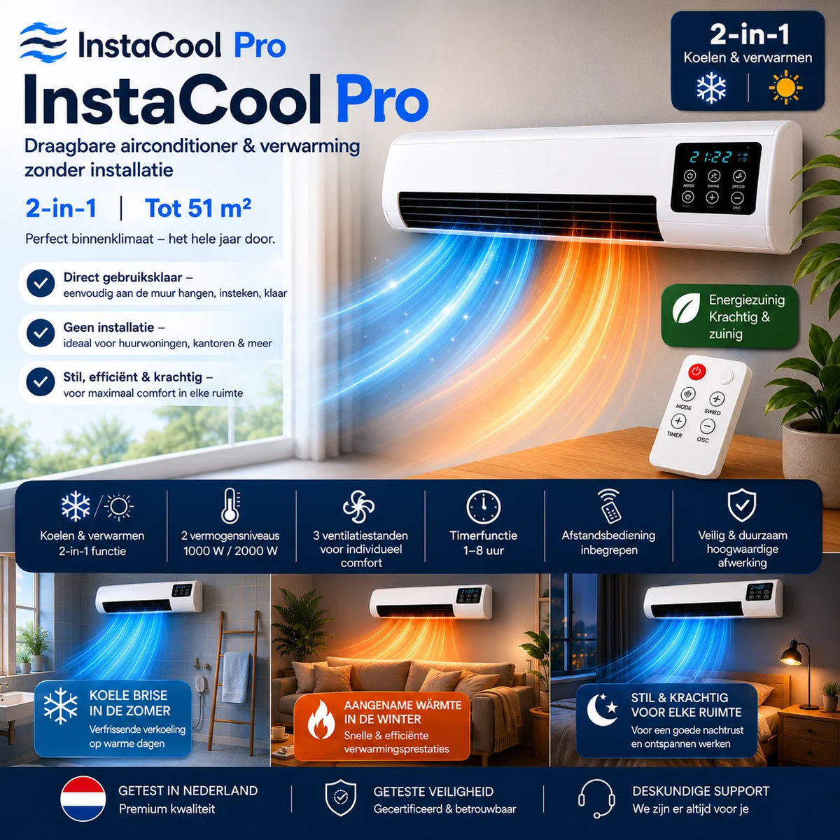 Mobile Klimaanlage & Heizung 2-in-1 – Ohne Installation, bis 51 m²