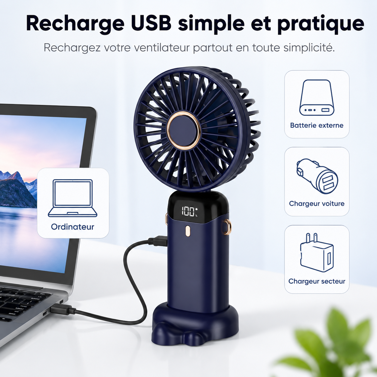 Wiederaufladbarer tragbarer Ventilator 5000mAh