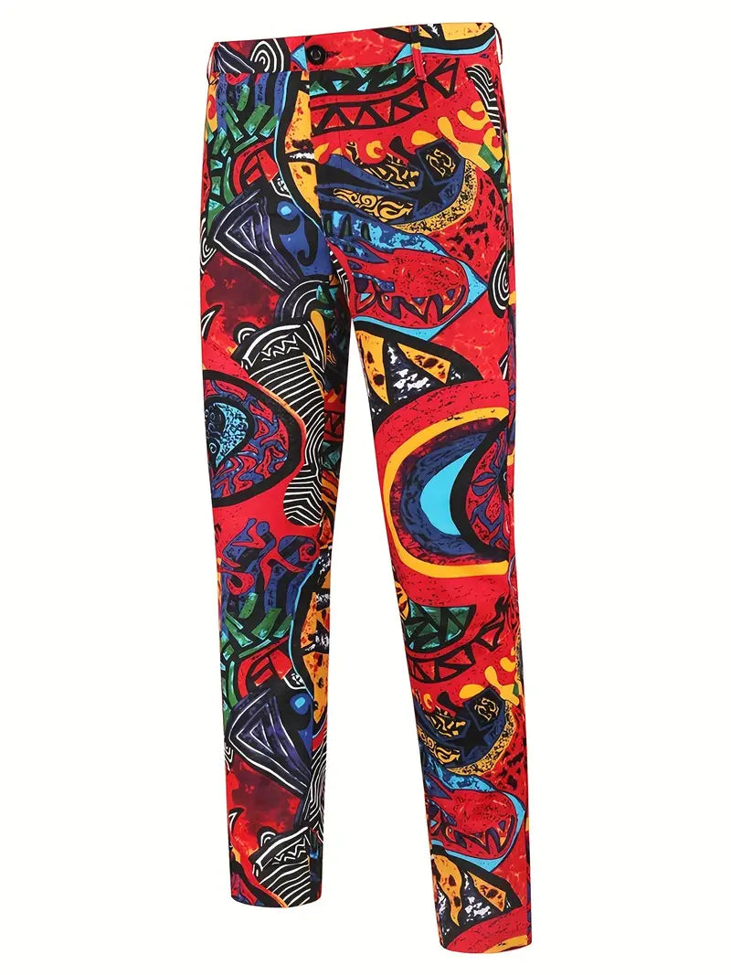 Karneval Bunt Herrenanzug - Slim Fit Zweiteiliges Kostüm mit Hose für Feste und Karneval