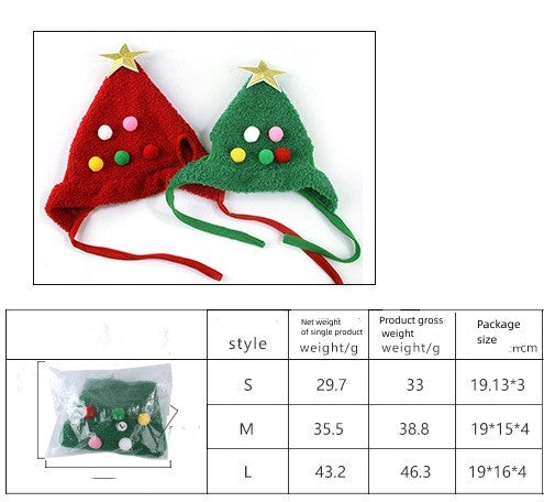 Weihnachts Haustierhut mit Pompon und Goldrand