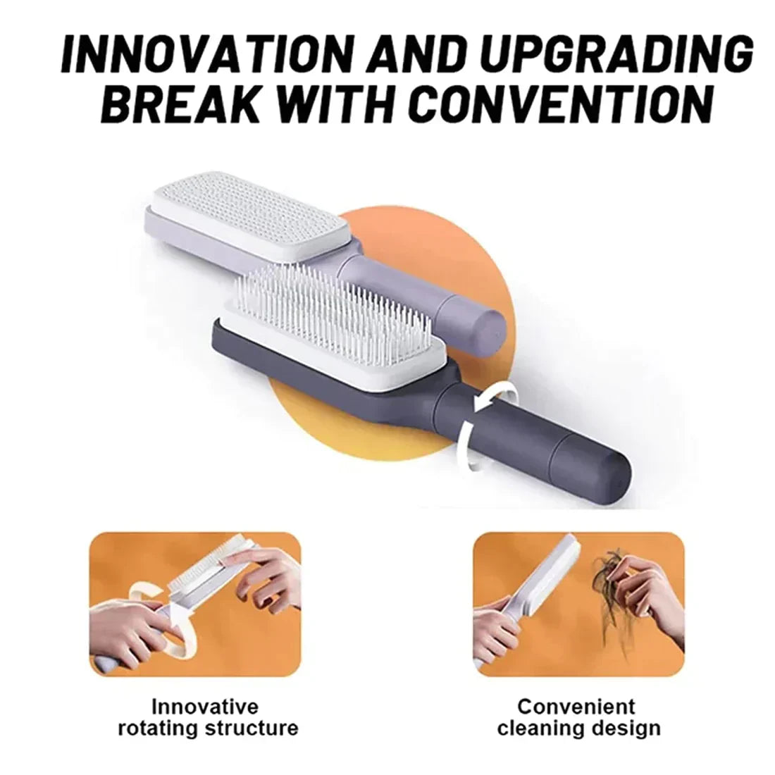 LuxéTress 4-in-1 Selbstreinigende Haarbürste | Innovative Haarbürste mit selbstreinigender Technologie für mühelos glattes und glänzendes Haar