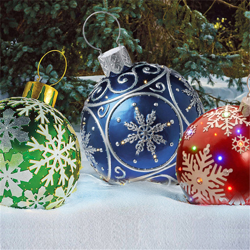 Aufblasbare Weihnachtskugel Außen Deko 60cm – Wetterbeständige PVC Weihnachtsdekoration