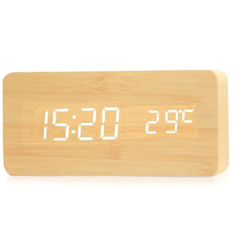 Holz LED Digitaler Wecker - Stilvoll mit Temperaturanzeige