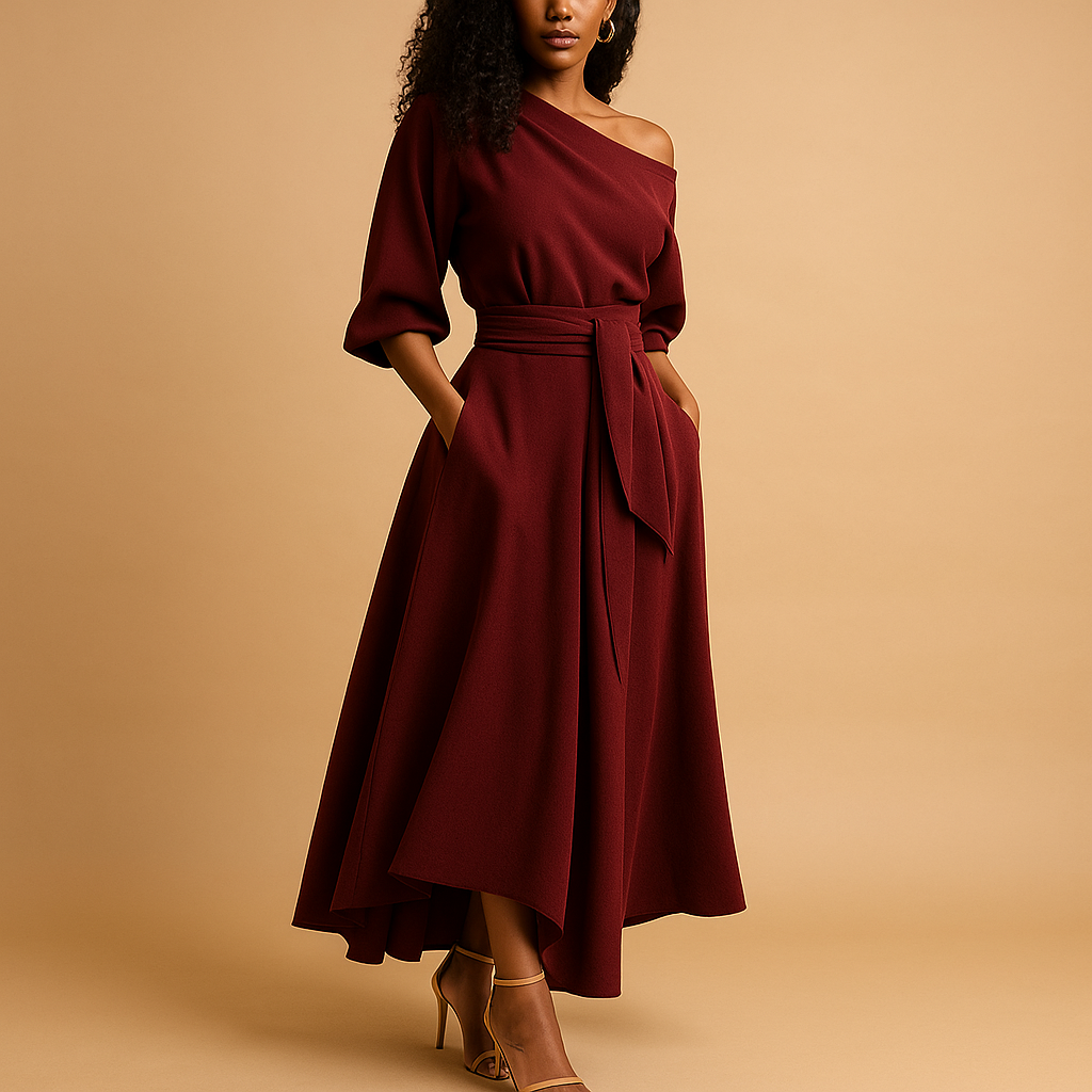 Sonnenstrahl Damenkleid mit Taillengürtel – Elegant und Komfortabel