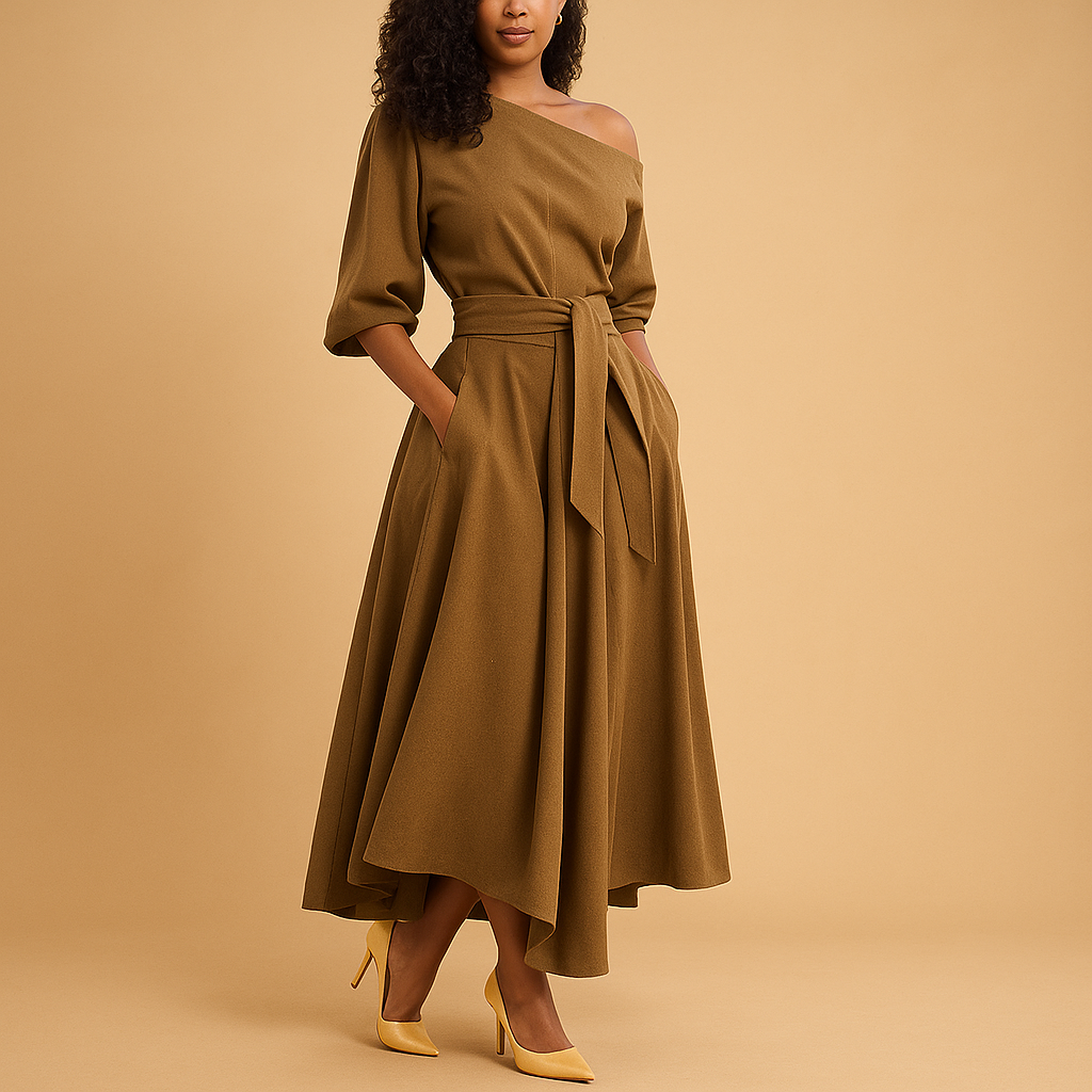 Sonnenstrahl Damenkleid mit Taillengürtel – Elegant und Komfortabel