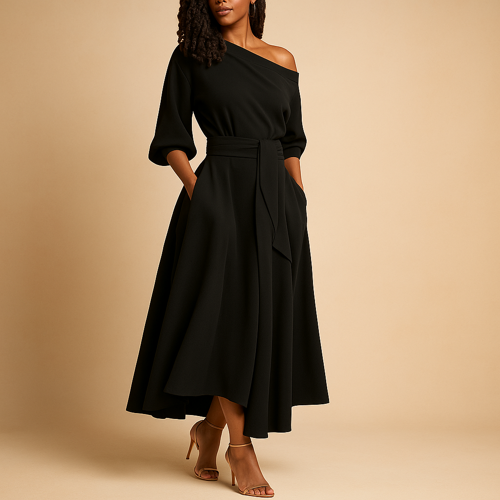 Sonnenstrahl Damenkleid mit Taillengürtel – Elegant und Komfortabel