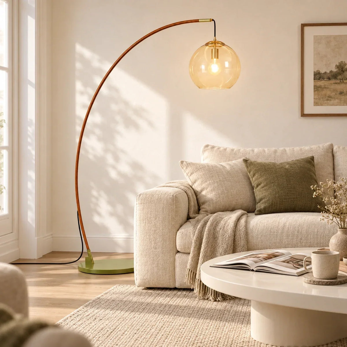 Moderne Glas-Stehlampe – Elegante Designbeleuchtung mit Glaslampenschirm