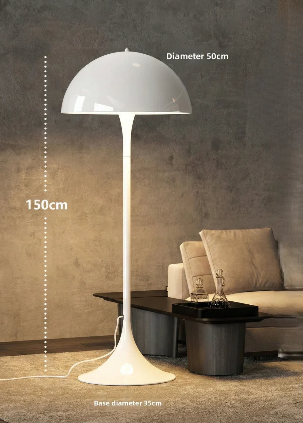 Panthella Tischlampe – Mid-Century Champignon Tischlampe mit Sanfter Lichtverteilung