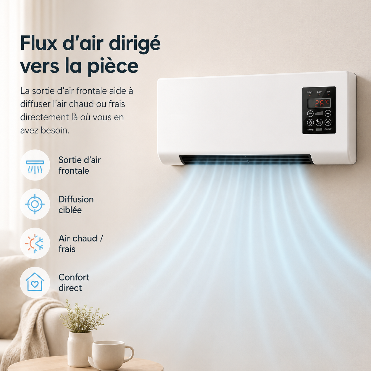 Klimaanlage | Heizung und Kühlung | Wandmontiert mit Fernbedienung