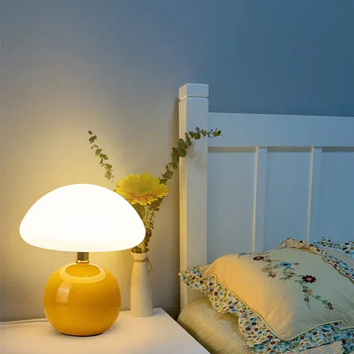 Crème Champignon Lampe - Französische Vintage Lampe