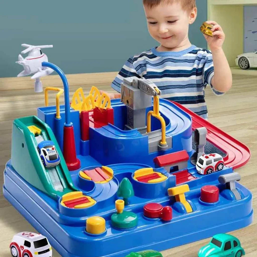 RescueTrack Abenteuer-Set – Pädagogisches Spielzeug für Rettungsfahrzeuge für Kleinkinder
