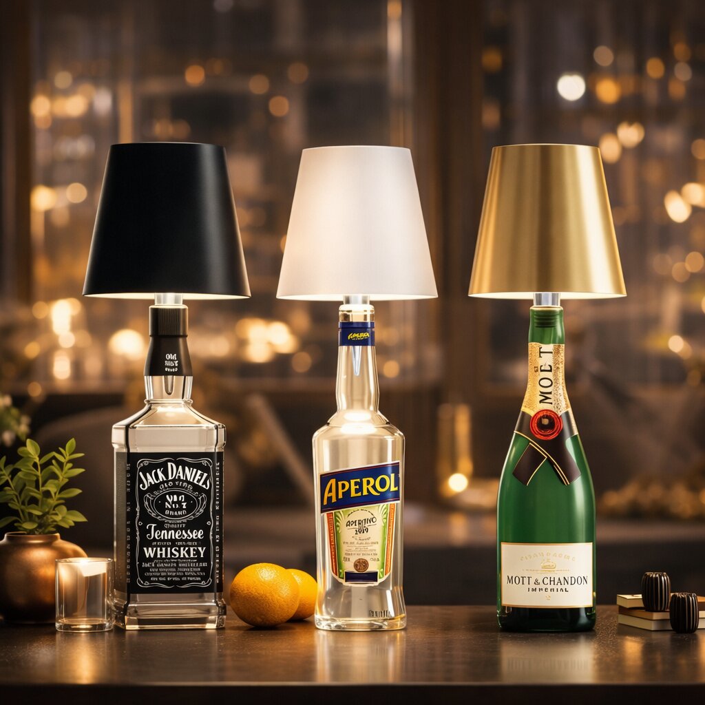 Flaschenlicht | Flasche als Tischlampe | Akku Tischlampe | Flaschenaufsatz | LumiFlasche