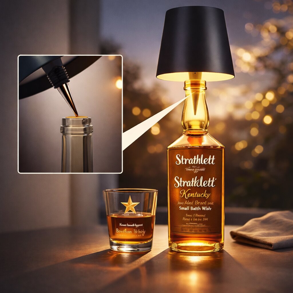 Flaschenlicht | Flasche als Tischlampe | Akku Tischlampe | Flaschenaufsatz | LumiFlasche