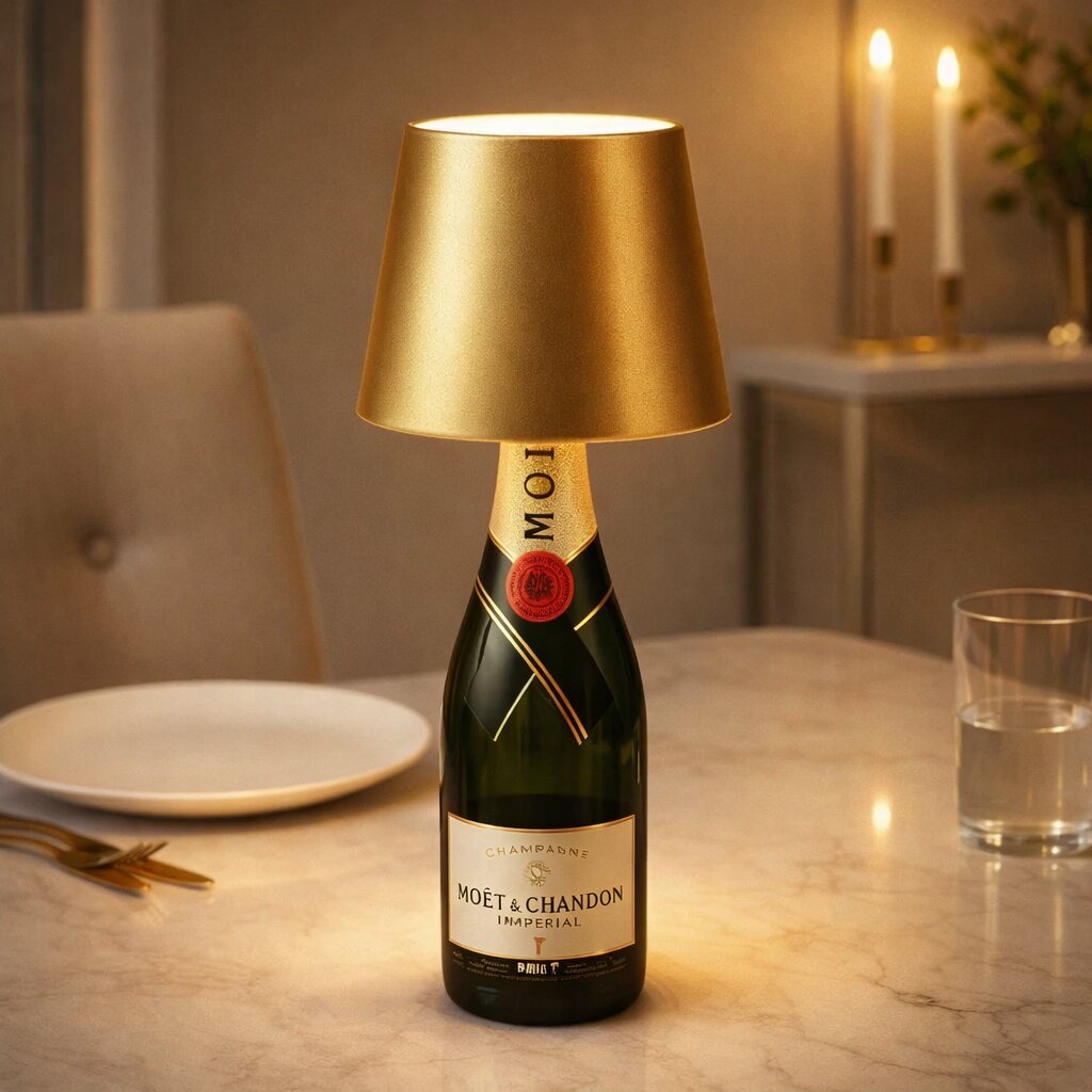 Flaschenlicht | Flasche als Tischlampe | Akku Tischlampe | Flaschenaufsatz | LumiFlasche