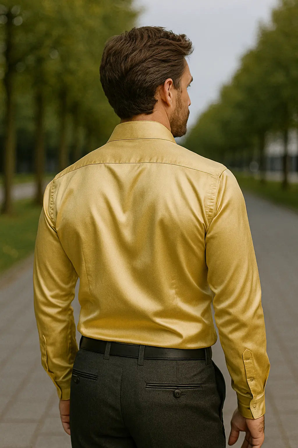 Herrenhemd SatinElegance – Luxuriöse Satin Slim Fit Bluse mit langen Ärmeln