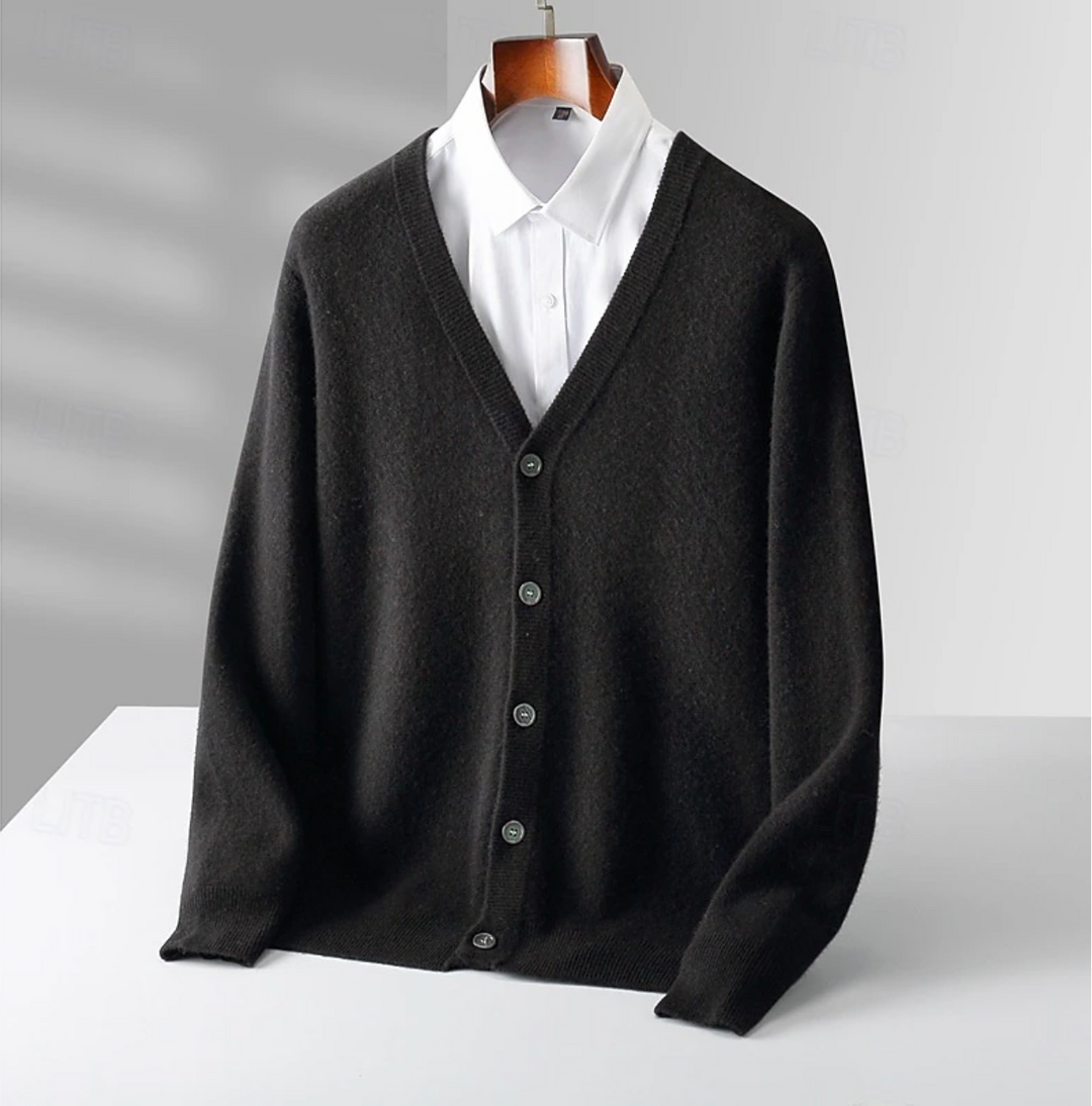 Herren Klassisches Knopf-Cardigan mit V-Ausschnitt und normaler Passform