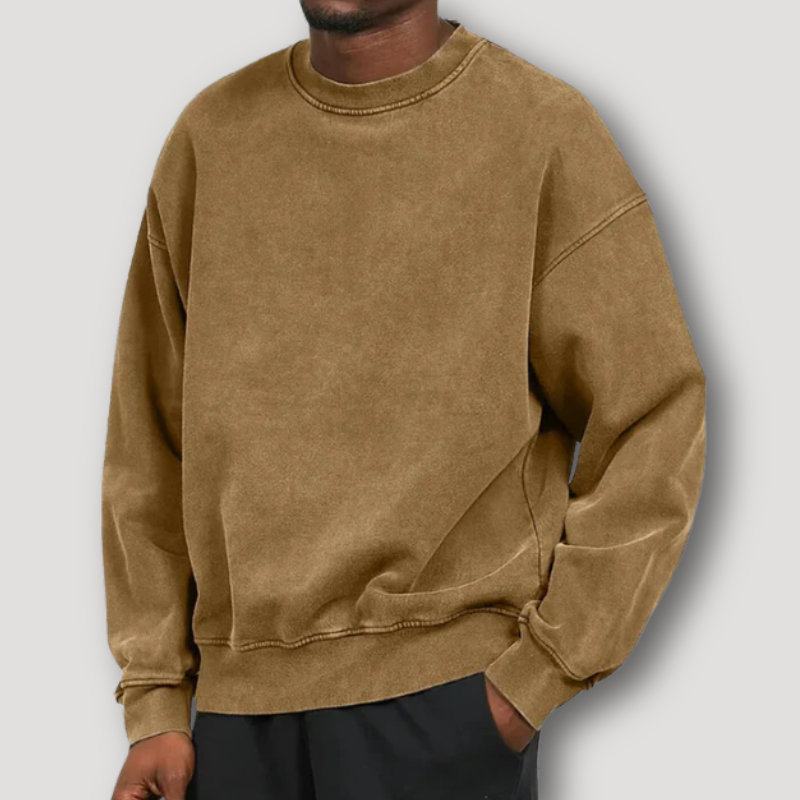 Vintage inspirierter Relaxed Fit Pullover mit Rundhalsausschnitt und langen Ärmeln für Herren | Timo