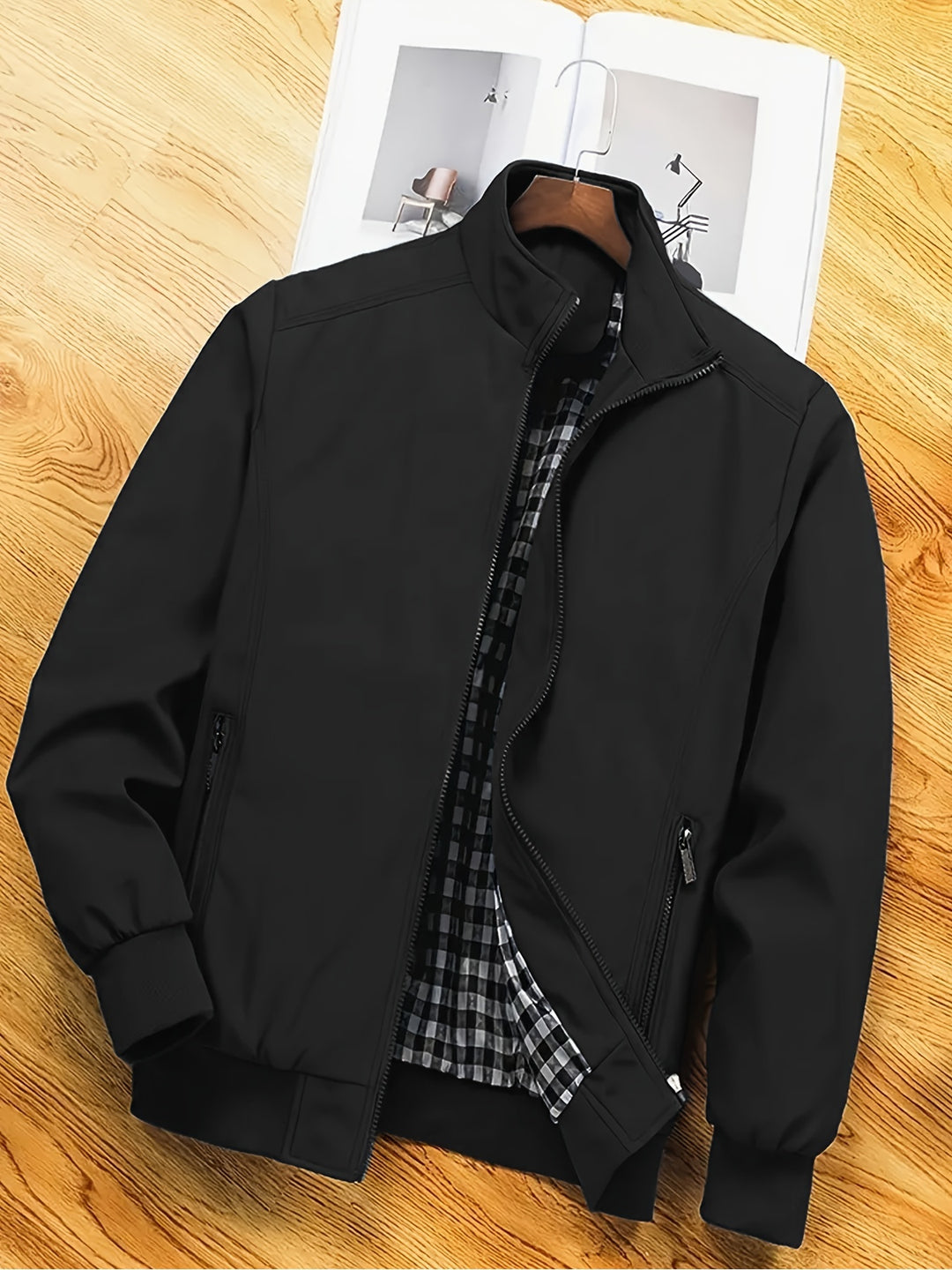 Herren Polyester Jacke | Stehkragen & Reißverschluss | Freizeit & Arbeit | Frühling & Herbst