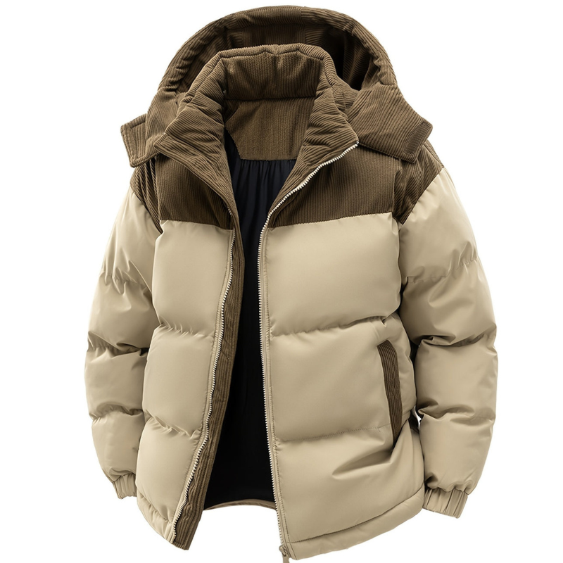 Herren Warm Winterjacke mit wattierter Fütterung und Kapuze