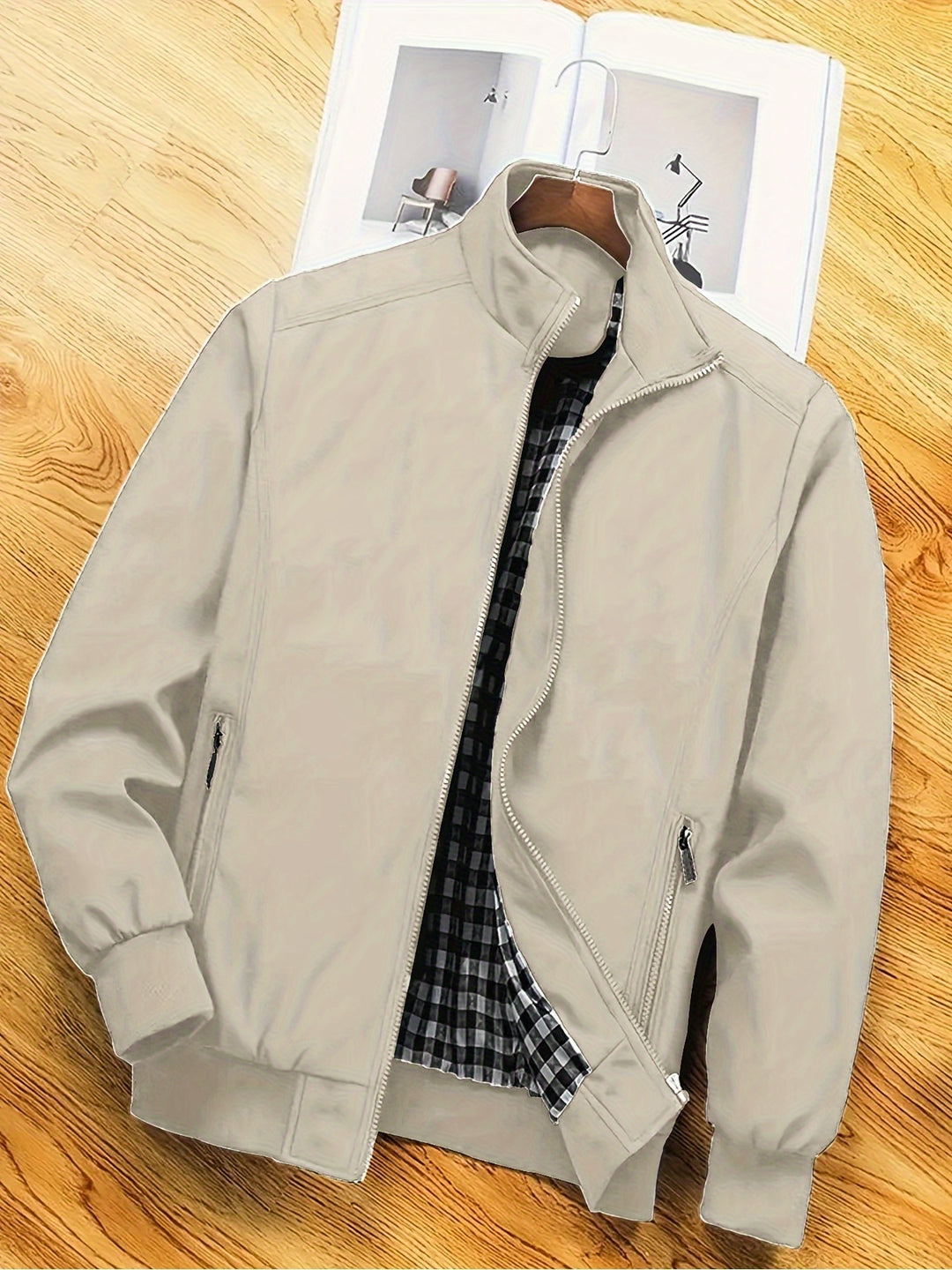 Herren Polyester Jacke | Stehkragen & Reißverschluss | Freizeit & Arbeit | Frühling & Herbst