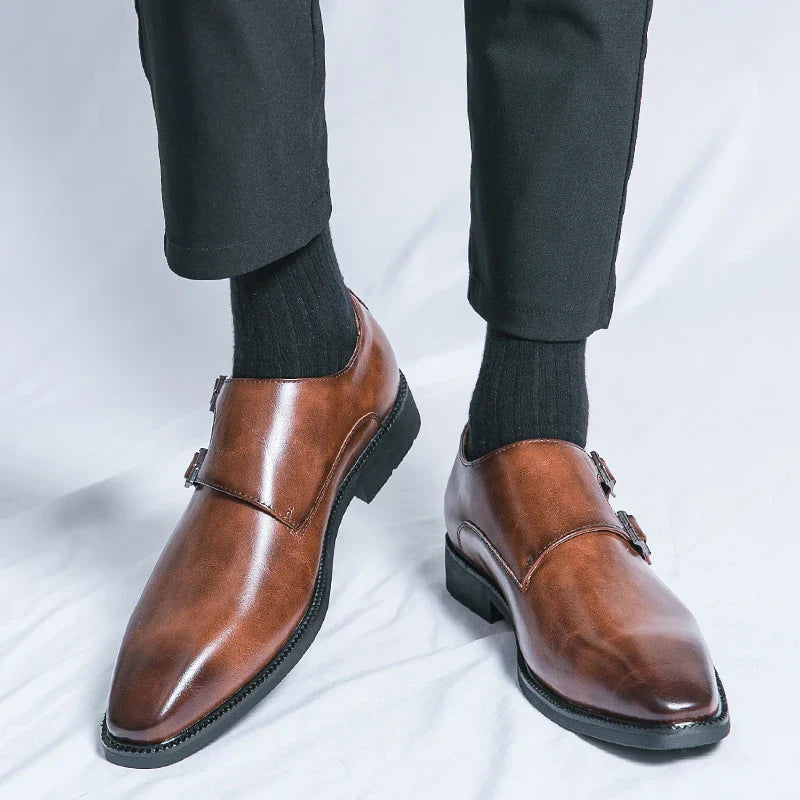 Herren Elegante Leder Monkstrap Schuhe mit gepolsterter Innensohle