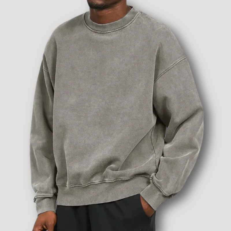 Vintage inspirierter Relaxed Fit Pullover mit Rundhalsausschnitt und langen Ärmeln für Herren | Timo