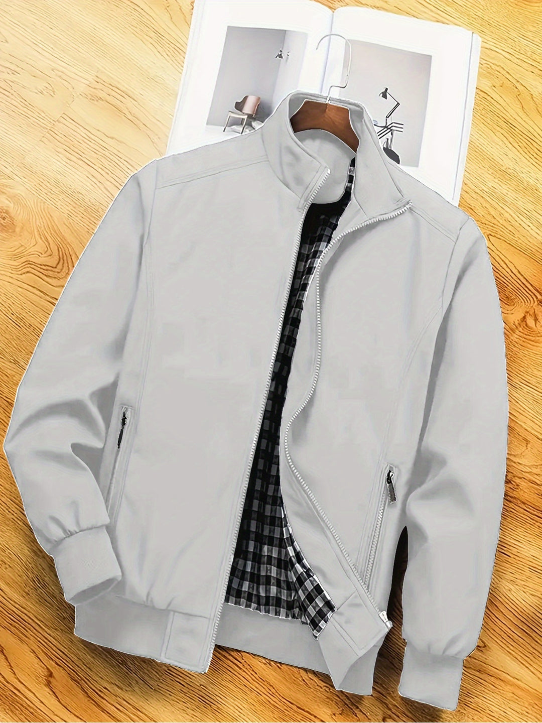 Herren Polyester Jacke | Stehkragen & Reißverschluss | Freizeit & Arbeit | Frühling & Herbst