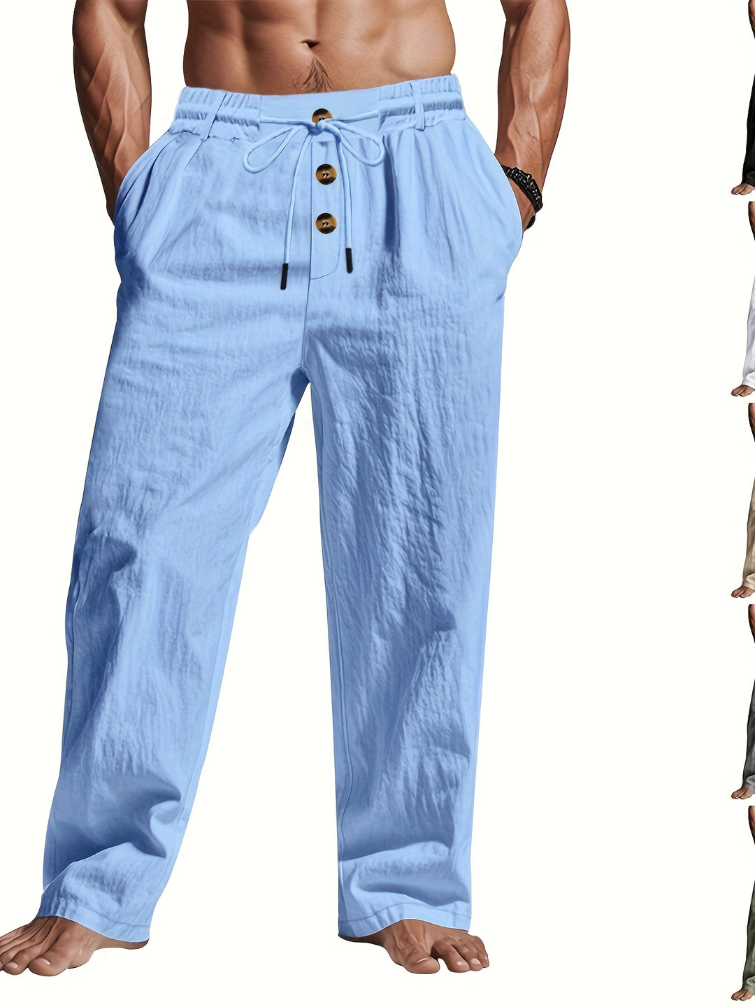 Herren Leinenhose BreezeFit – Atmender Sommerkomfort mit Multi-Knopf-Design