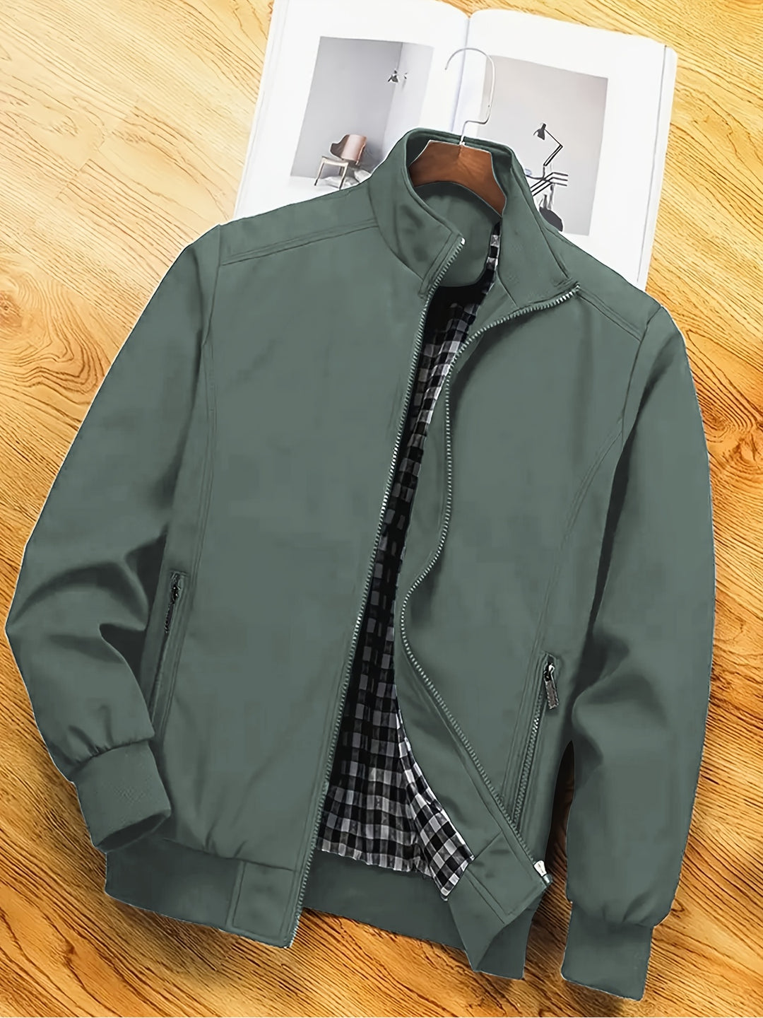 Herren Polyester Jacke | Stehkragen & Reißverschluss | Freizeit & Arbeit | Frühling & Herbst
