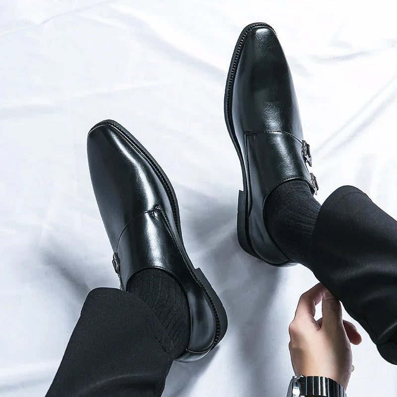 Herren Elegante Leder Monkstrap Schuhe mit gepolsterter Innensohle