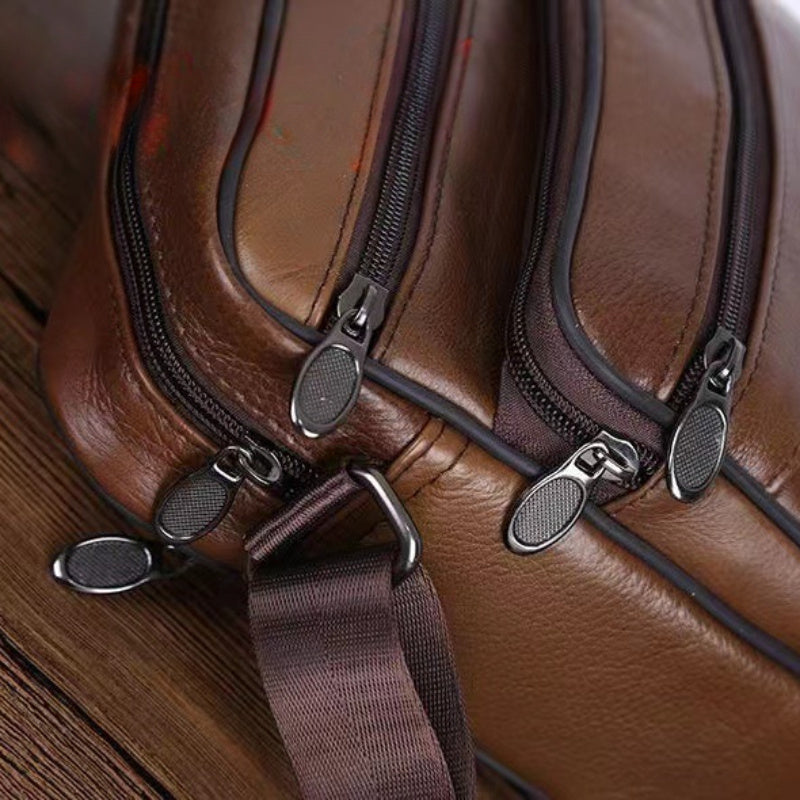 Leder Herren Umhängetasche – Geräumige Rindsledertasche mit Verstellbarem Riemen