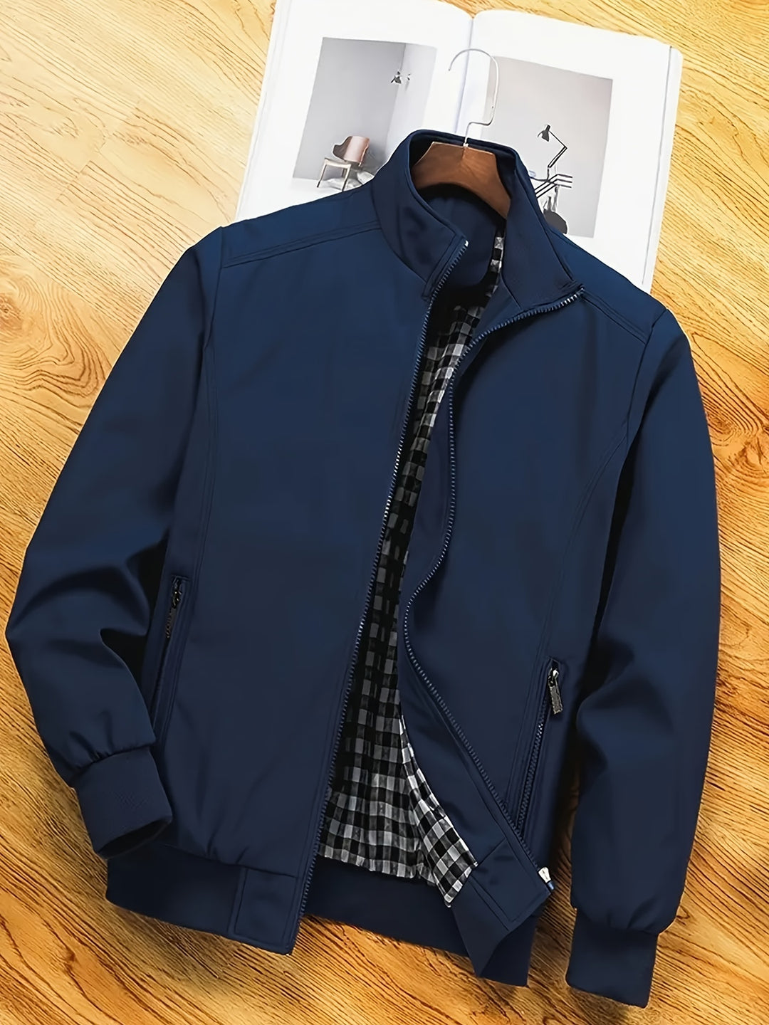 Herren Polyester Jacke | Stehkragen & Reißverschluss | Freizeit & Arbeit | Frühling & Herbst