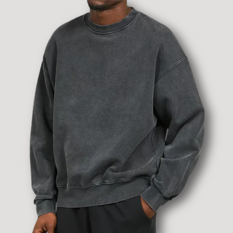 Vintage inspirierter Relaxed Fit Pullover mit Rundhalsausschnitt und langen Ärmeln für Herren | Timo