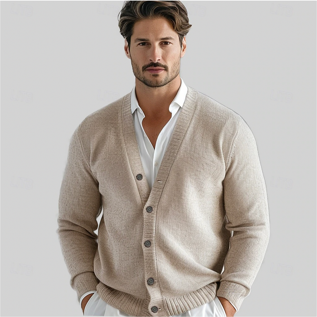 Herren Klassisches Knopf-Cardigan mit V-Ausschnitt und normaler Passform